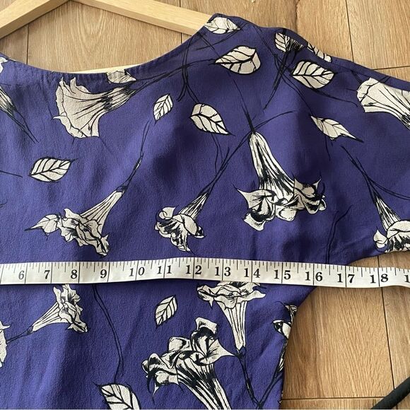 Aritzia T.Babaton Blue Floral Silk Crepe Business Casual Work Dress Size XS - Picture 5 of 6